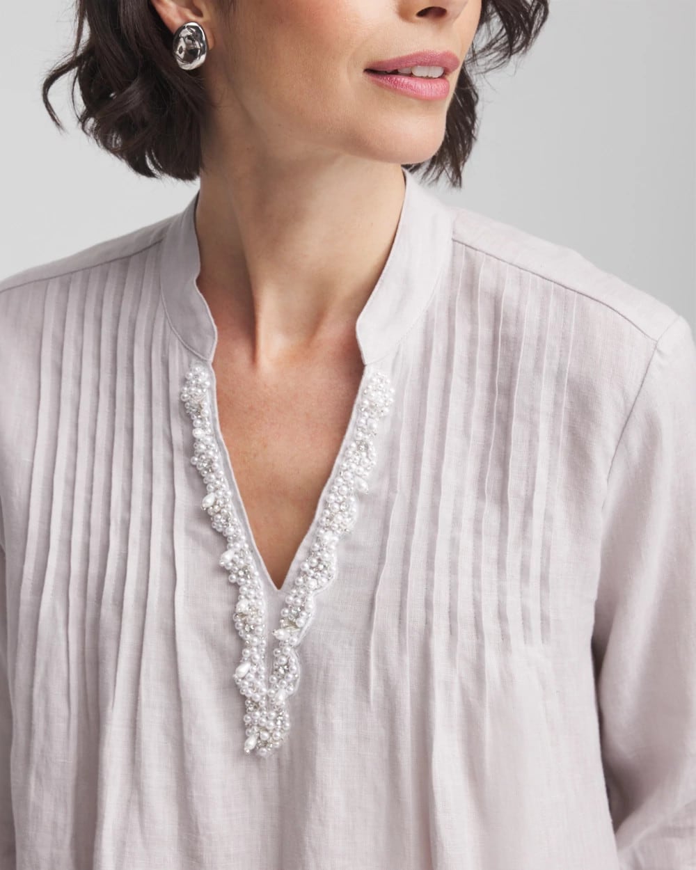 Chico's Embellished Linen Kurta Tunic