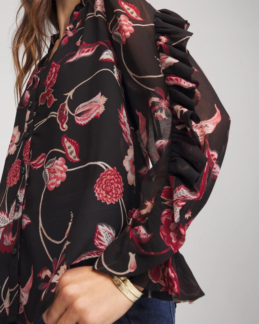 Chico's Georgette Celtic Blooms Blouse