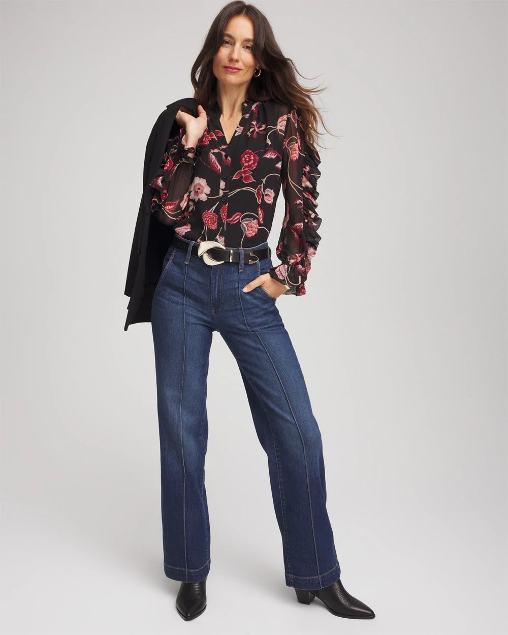 Chico's Georgette Celtic Blooms Blouse