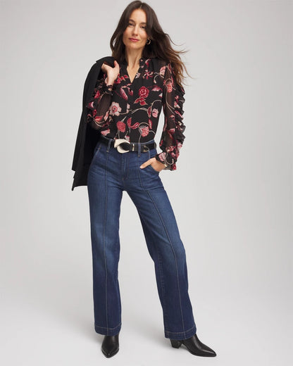 Chico's Georgette Celtic Blooms Blouse
