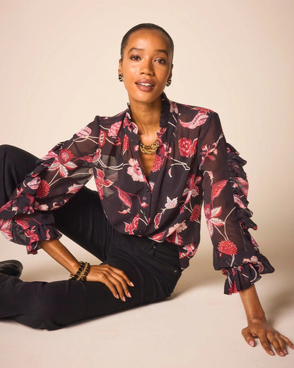 Chico's Georgette Celtic Blooms Blouse