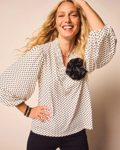 Chico's Bubble-Sleeve Smocked Top
