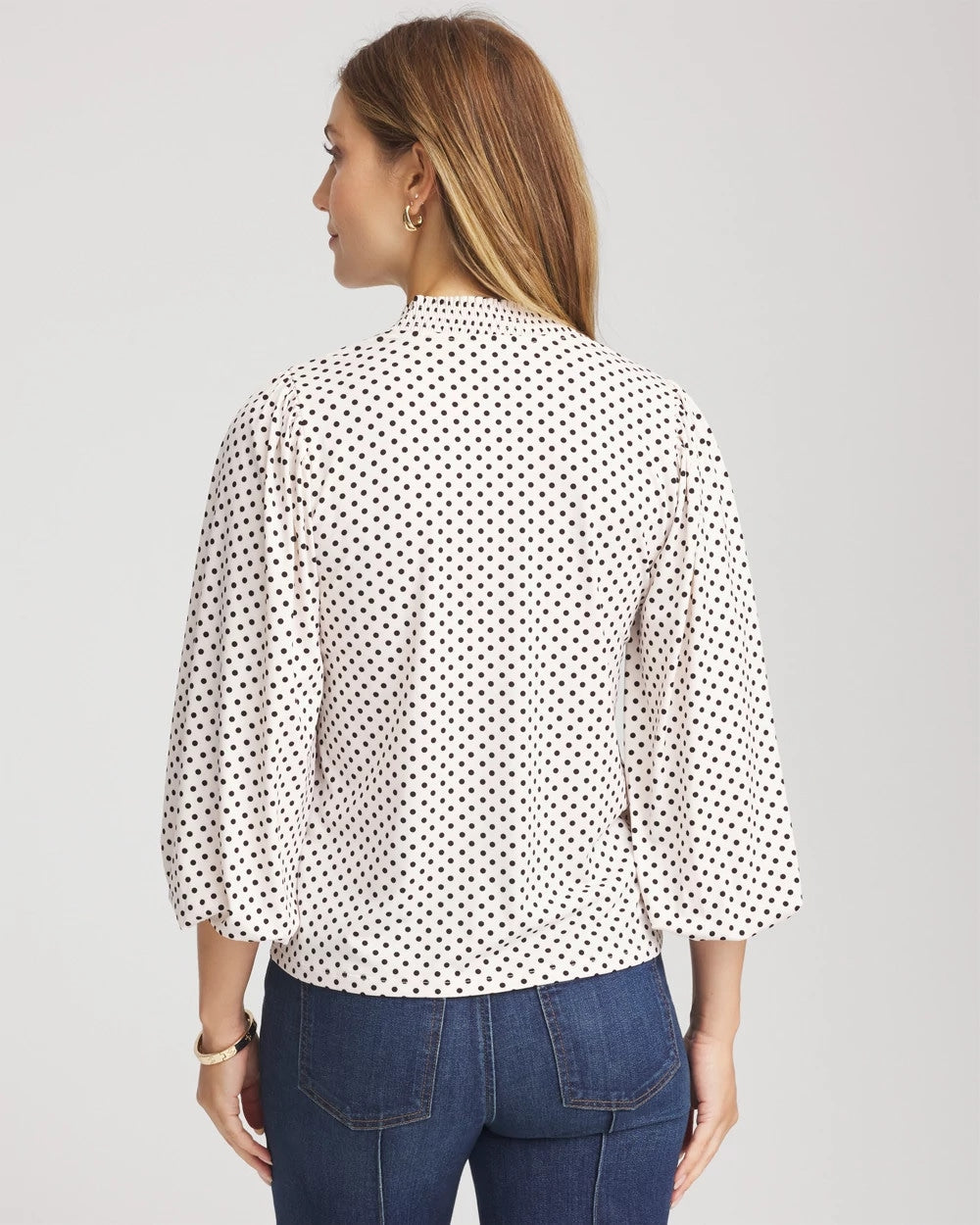 Chico's Bubble-Sleeve Smocked Top