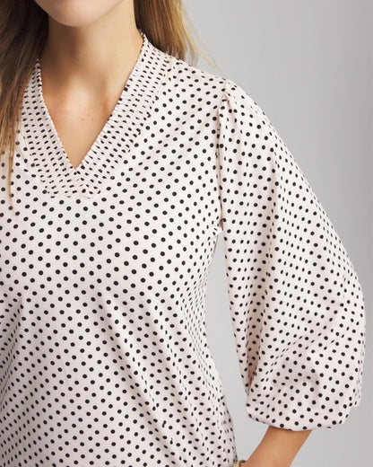 Chico's Bubble-Sleeve Smocked Top