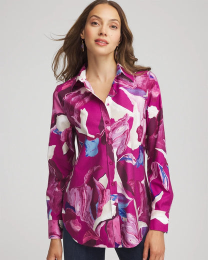 Chico's No Iron™ Floral-Paint-Print Shirt