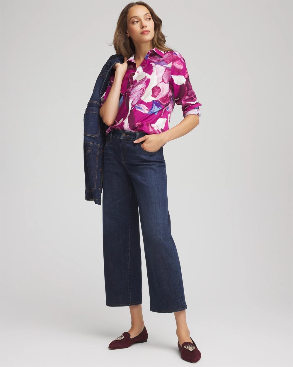 Chico's No Iron™ Floral-Paint-Print Shirt