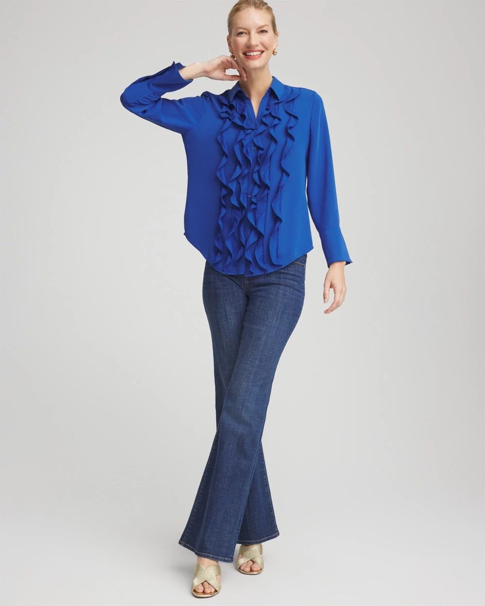 Chico's Ruffle-Trim Chiffon Blouse