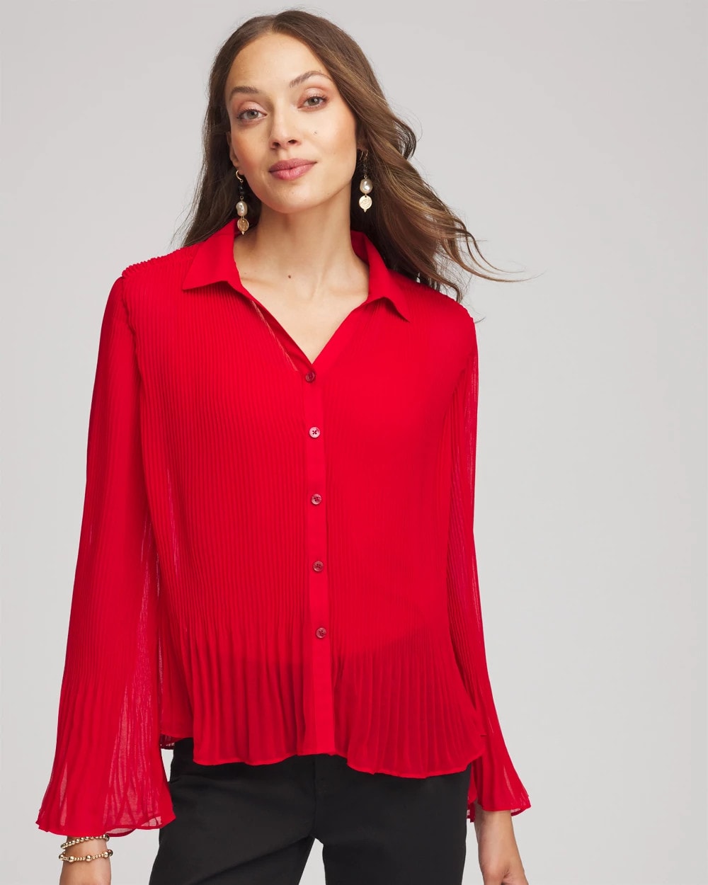Chico's Pleated Georgette Blouse