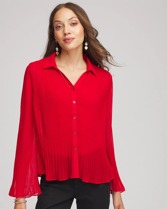 Chico's Pleated Georgette Blouse