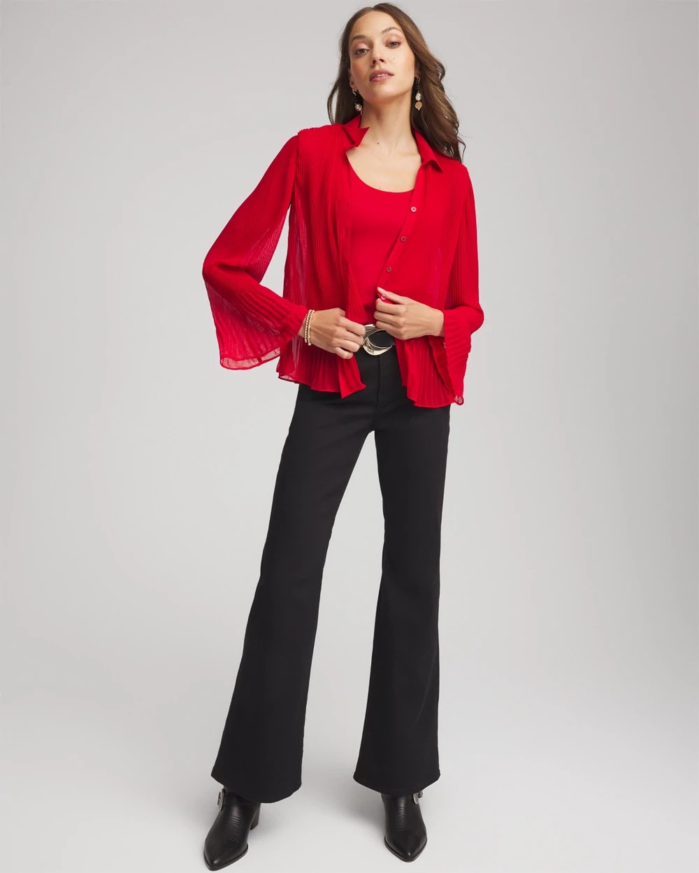 Chico's Pleated Georgette Blouse
