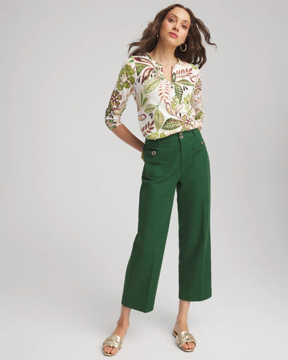 Chico's Tropical Cotton Slub Henley Shirt