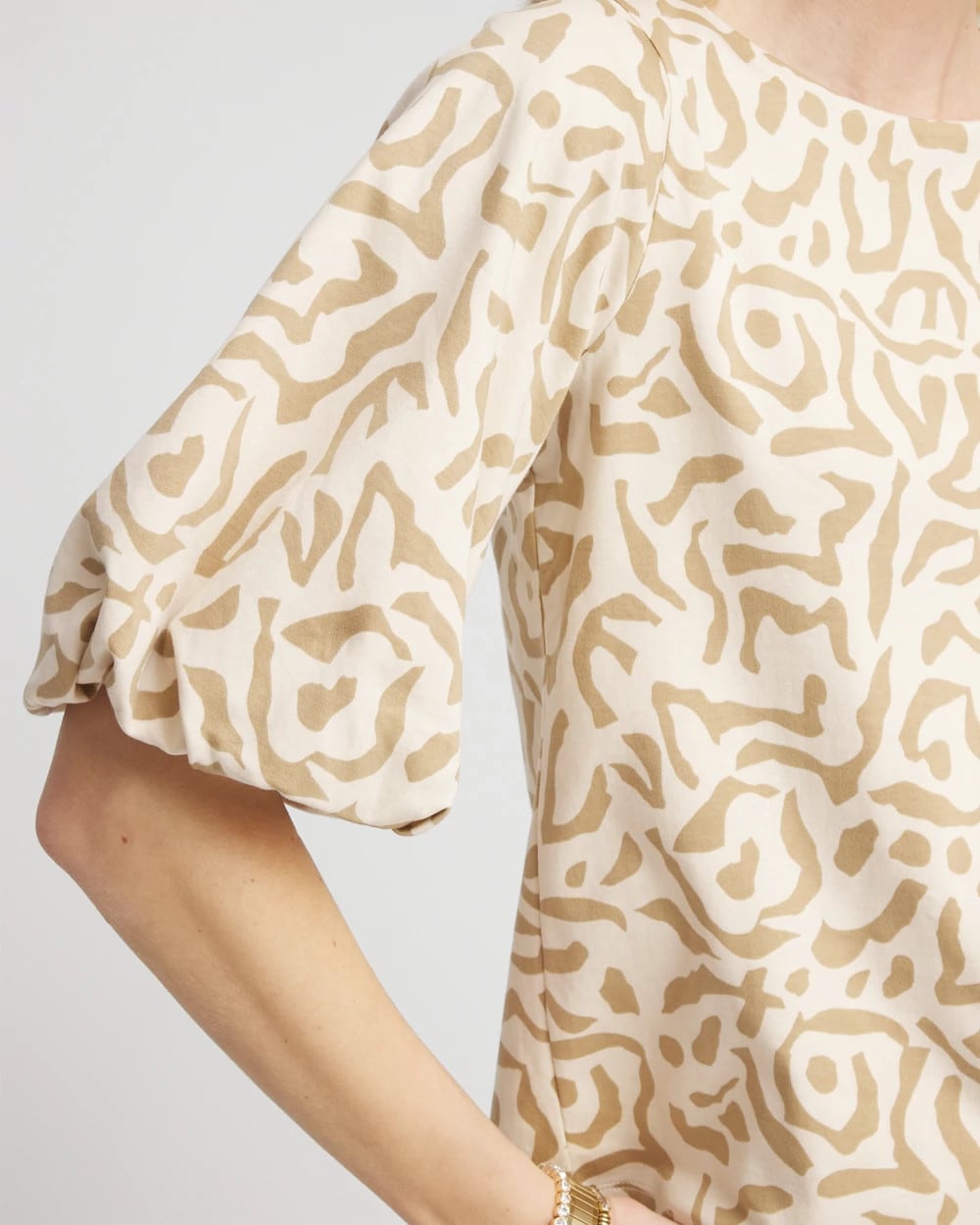 Chico's Animal Print Bubble Sleeve Top