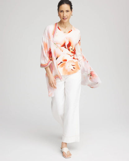 Chico's Tropical Floral 3/4 Sleeve Tee