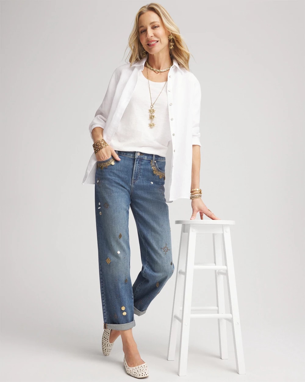 Chico's Slub Scoop Neck Tee