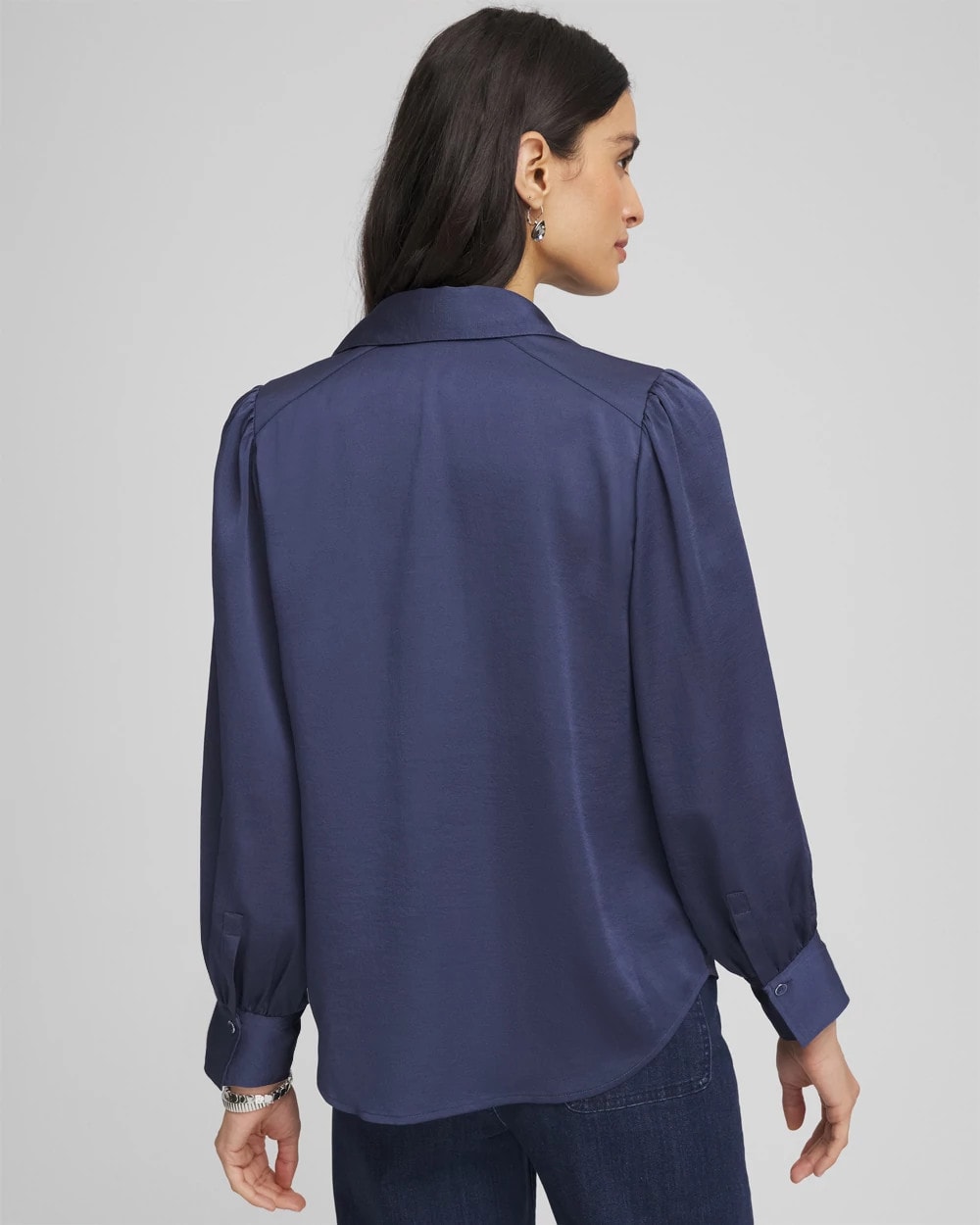 Chico's Puff Sleeve Satin Blouse
