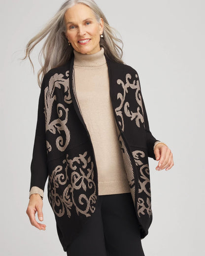 Chico's Ottoman Jacquard Cocoon Cardigan