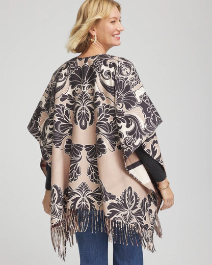 Chico's Reversible Printed Fringe Ruana