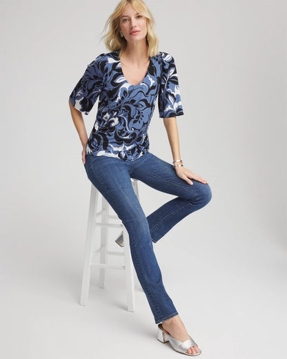 Chico's Stretch-Knit Flutter-Sleeve Tee