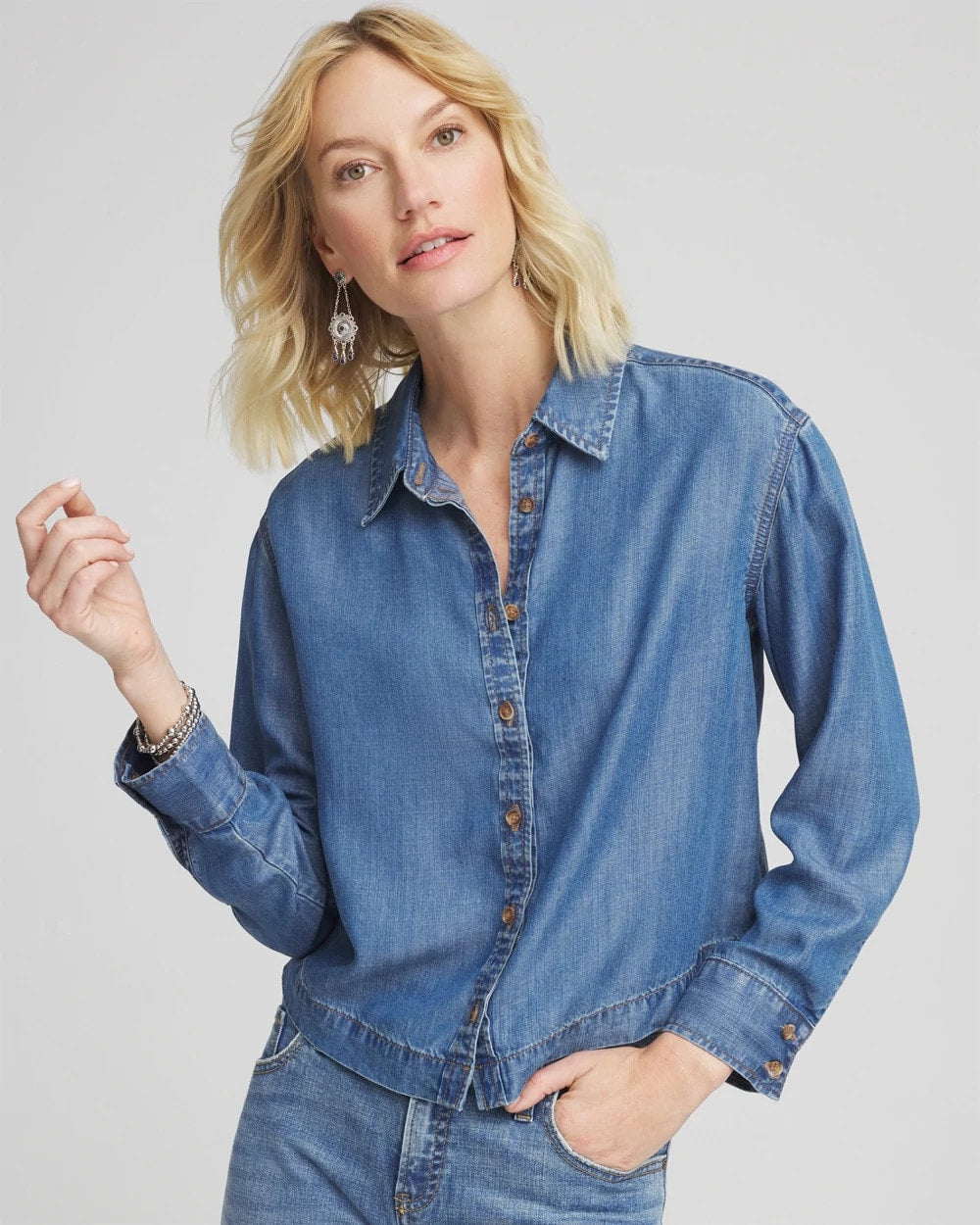 Chico's Tencel™ Cropped Denim Shirt