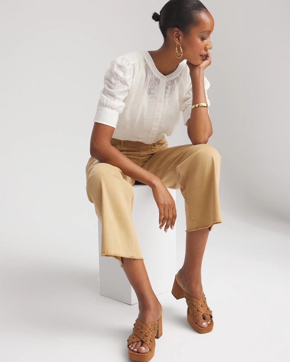 Chico's Chiffon Puff Sleeve Shirt