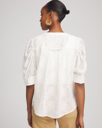 Chico's Chiffon Puff Sleeve Shirt