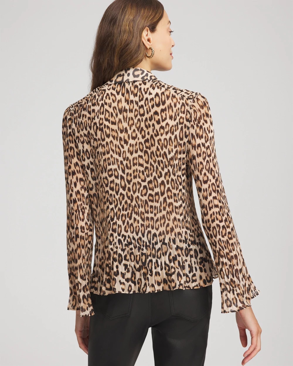 Chico's Animal-Print Pleated Georgette Blouse