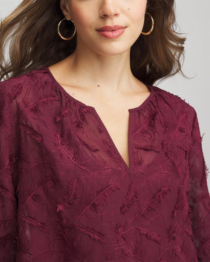Chico's Feathered Pullover Peasant Blouse