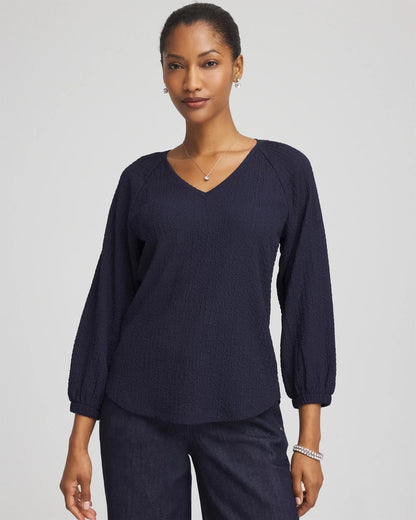 Chico's Textured Raglan V-Neck Top