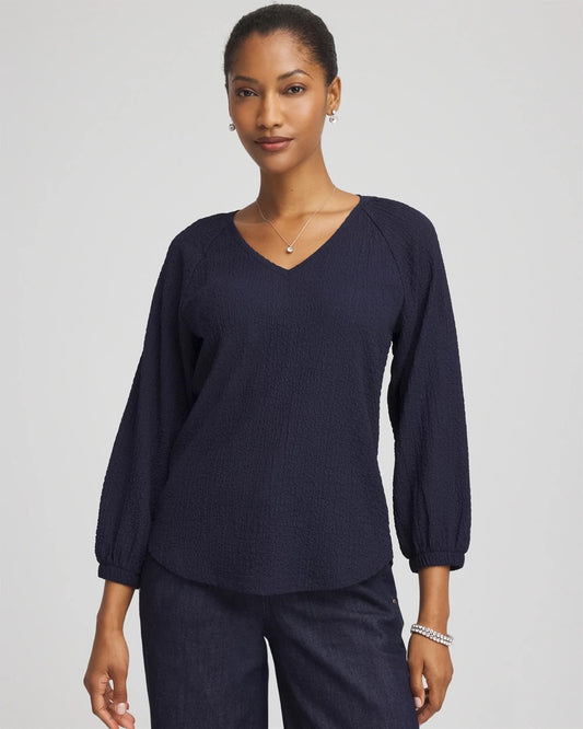 Chico's Textured Raglan V-Neck Top