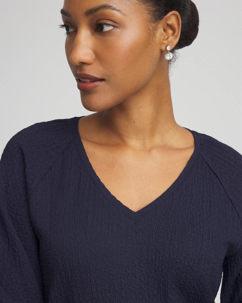 Chico's Textured Raglan V-Neck Top