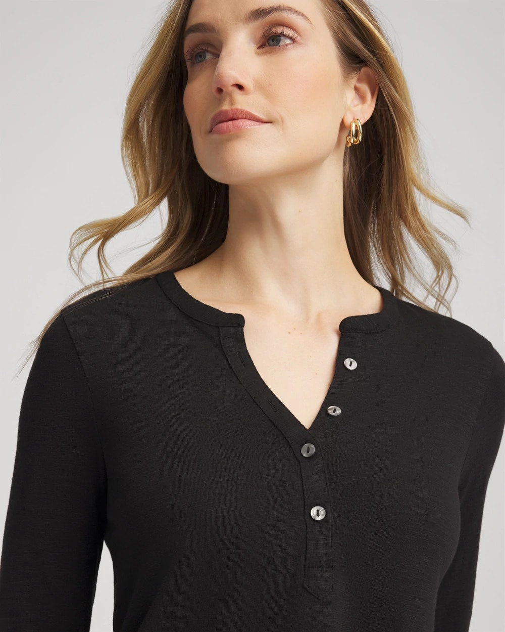 Chico's Cotton Slub Henley Shirt
