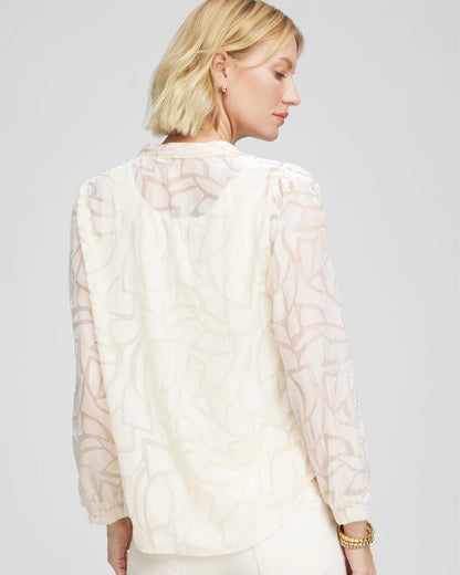 Chico's Cream Burnout Pullover Blouse