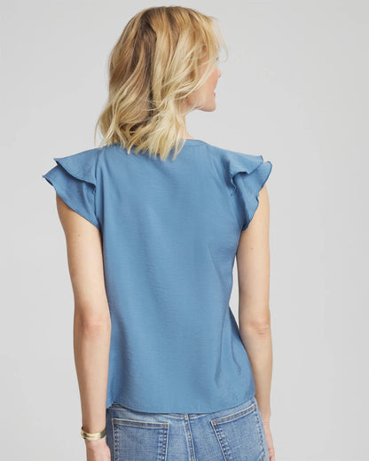 Chico's Crepe Ruffle-Trim Blouse