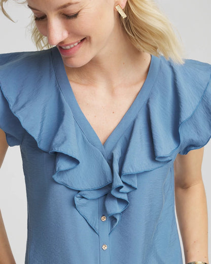 Chico's Crepe Ruffle-Trim Blouse
