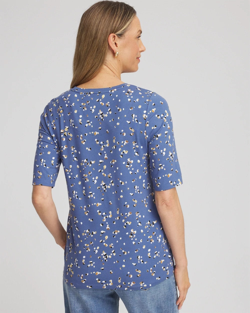 Chico's Printed Elbow Sleeve Tee