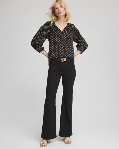 Chico's Floral Print Tie-Neck Top