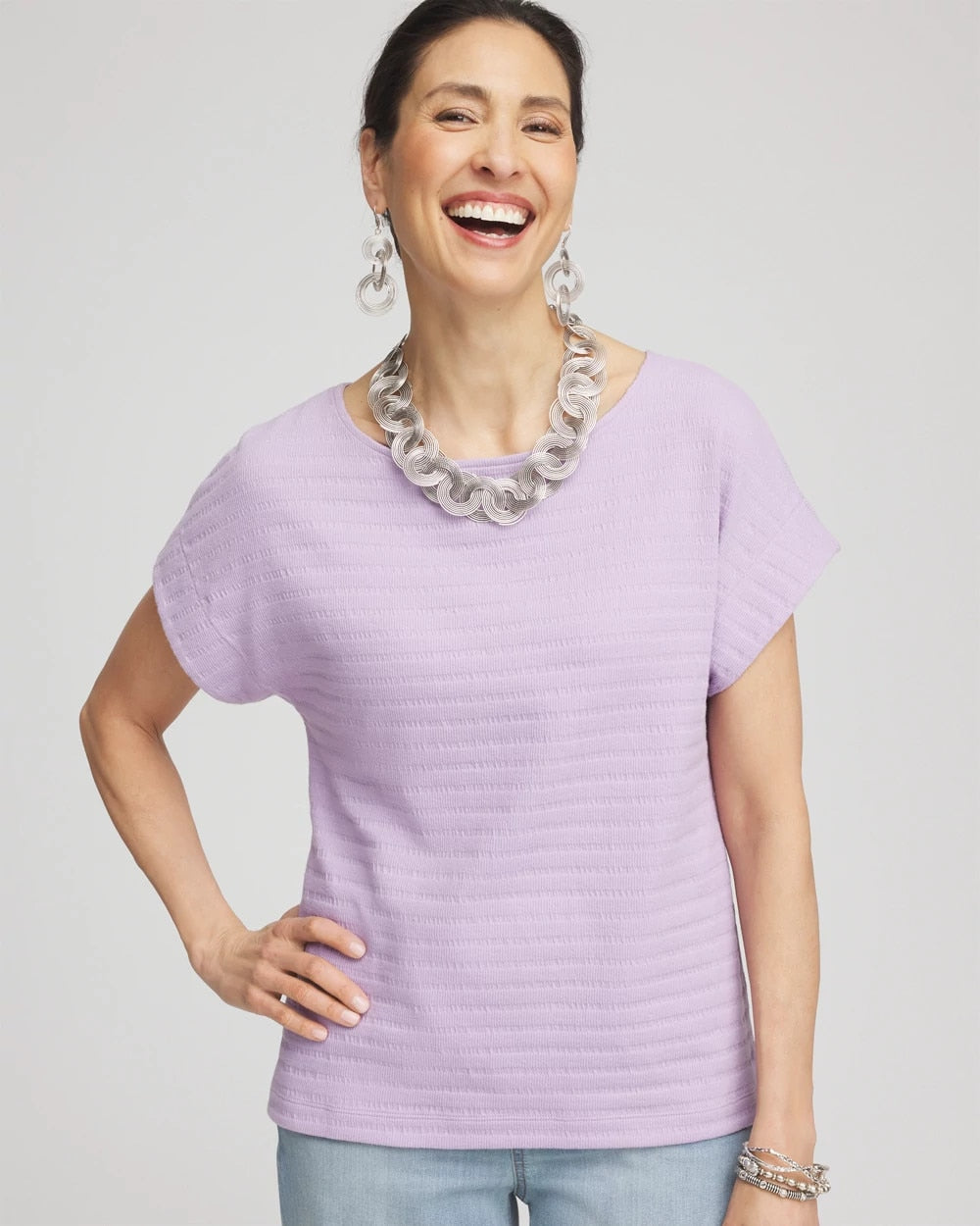 Chico's Cap Sleeve Textured Tee