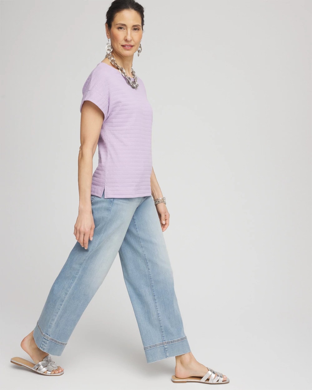 Chico's Cap Sleeve Textured Tee