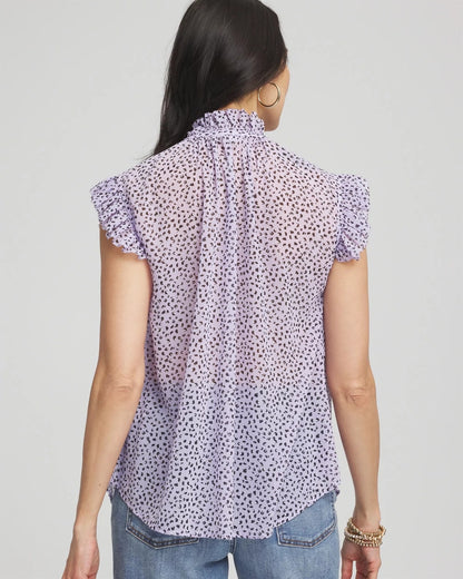 Chico's Cheetah Print Ruffle-Collar Blouse