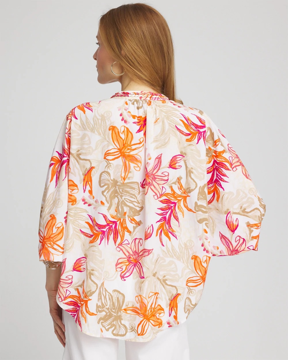 Chico's Floral Braided Batwing Blouse