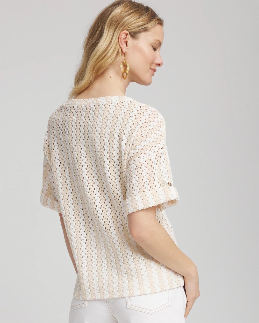 Chico's Textured Roll Cuff Tee