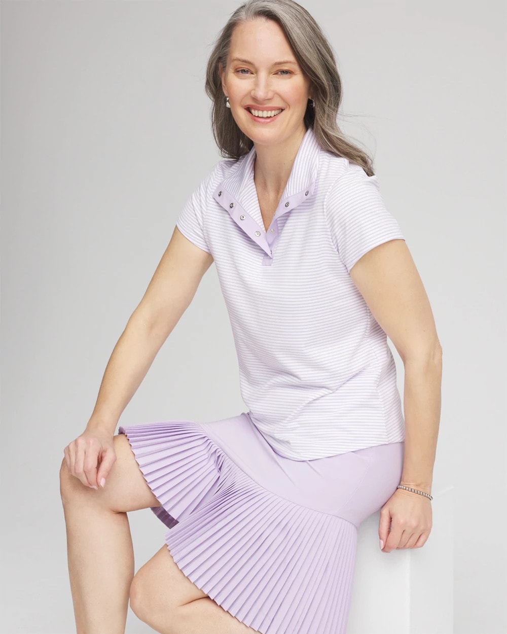 Chico's Zenergy® Striped UPF Short-Sleeve Top