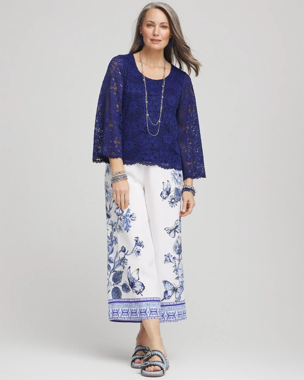 Chico's Scalloped Hem Lace Top