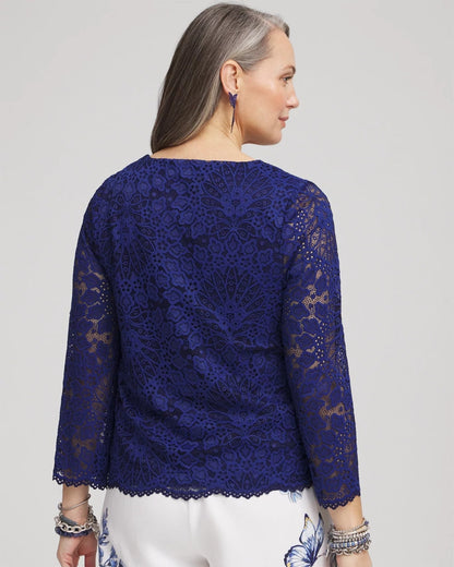 Chico's Scalloped Hem Lace Top