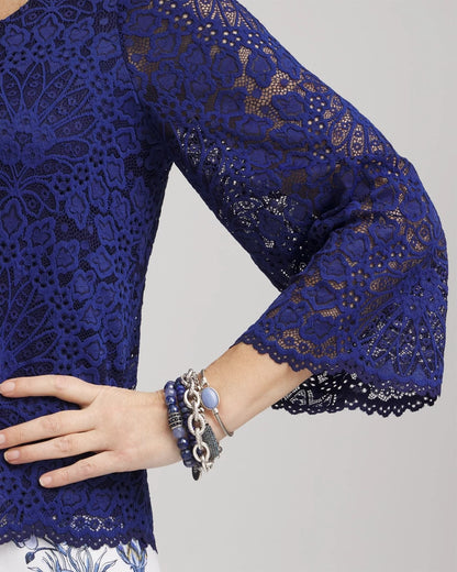 Chico's Scalloped Hem Lace Top