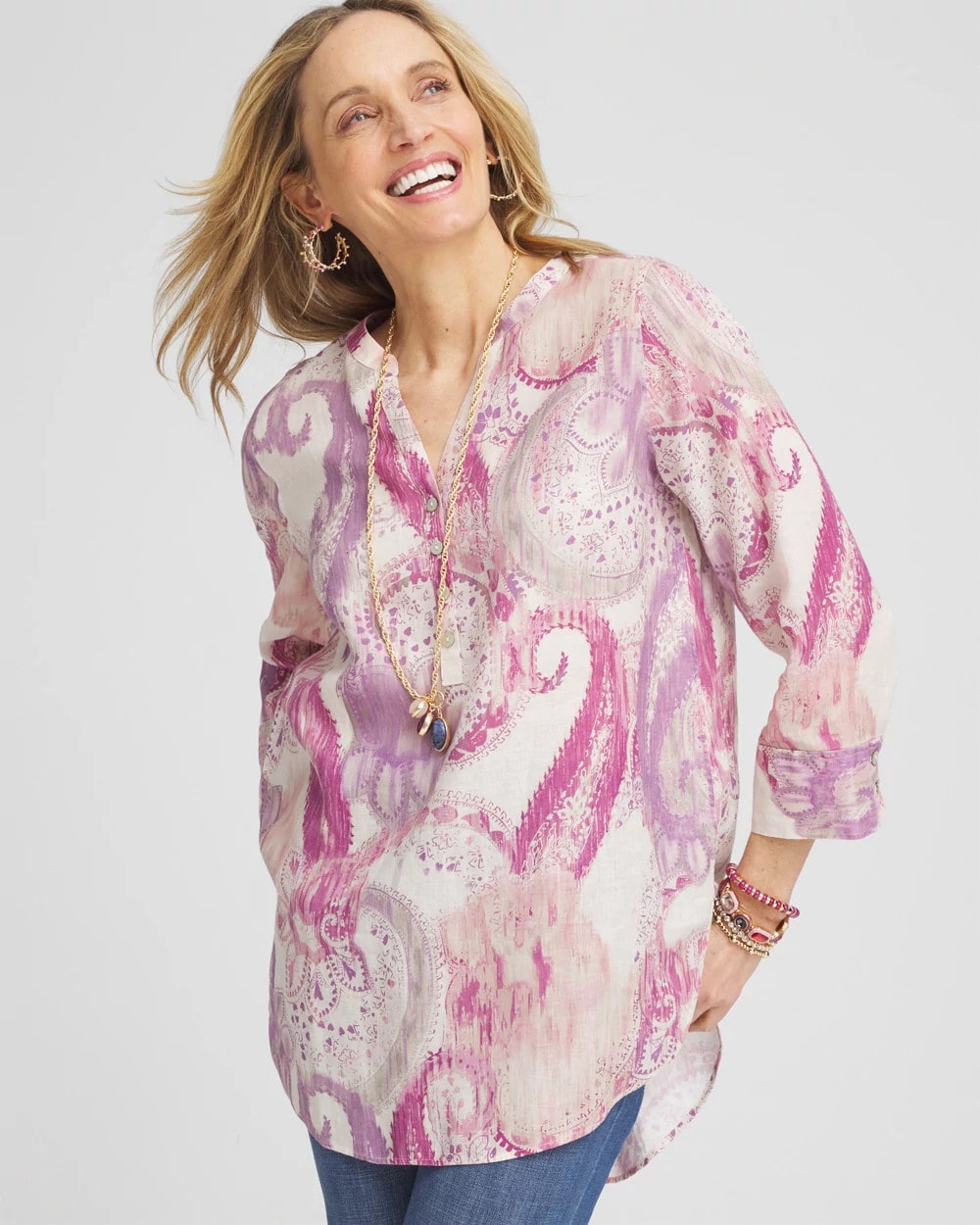 Chico's No Iron™ Multi Paisley Linen Tunic