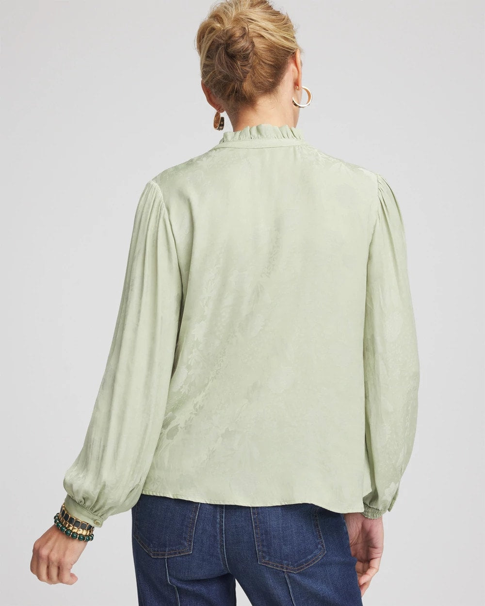 Chico's Jacquard Georgette Peasant Blouse