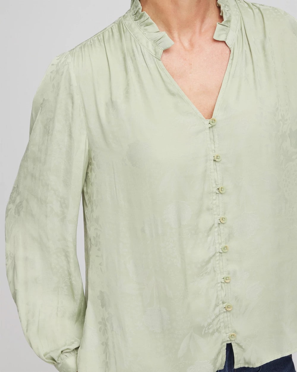 Chico's Jacquard Georgette Peasant Blouse