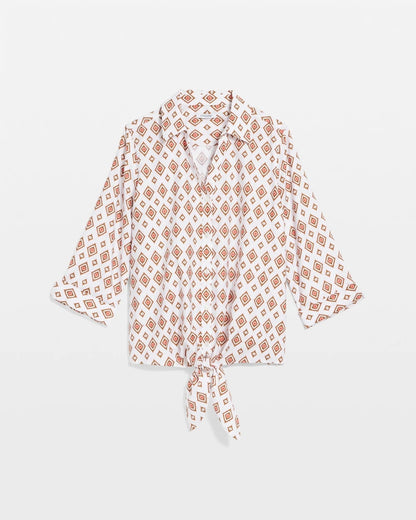 Chico's No Iron™ Tie-Front Geo-Print Shirt