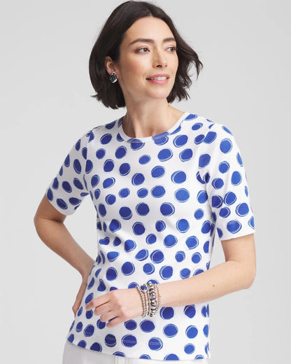 Chico's Polka-Dot Pima Cotton Crewneck Tee